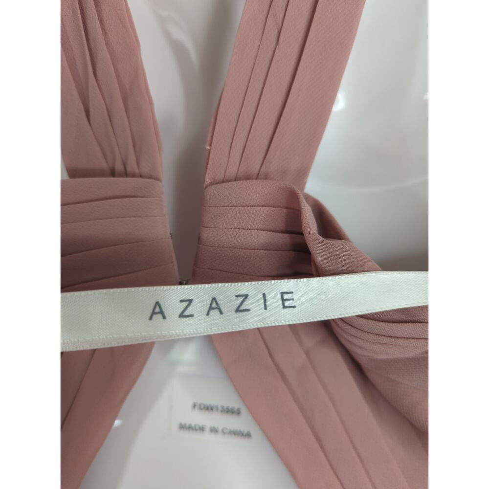 Azazie Rose Mauve Crisscross Halter Maxi Dress - Picture 13 of 14